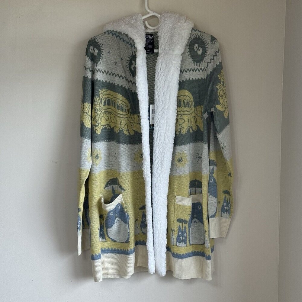 Studio Ghibli My Neighbor Totoro Fair Isle Sherpa Cardigan MEDIUM New